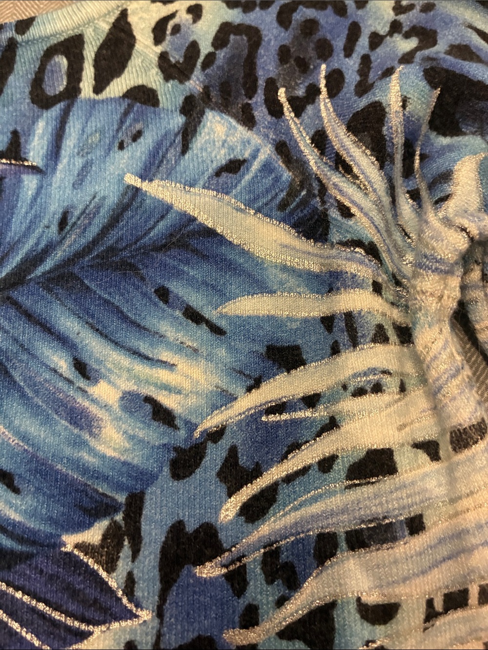 Cache Blue Beaded Tropical Animal Print Stretch Top XS Y2K - Picture 10 of 15